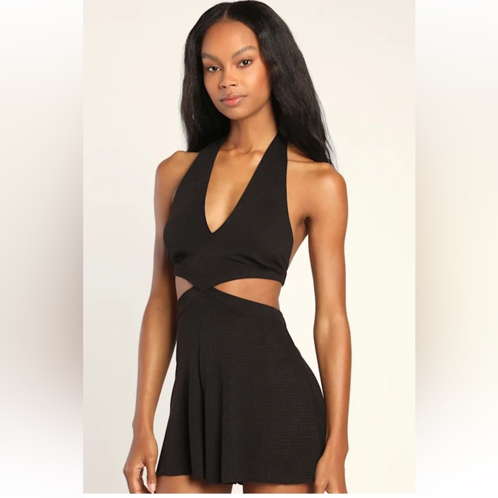 Lulus Black Halter Cutout Romper